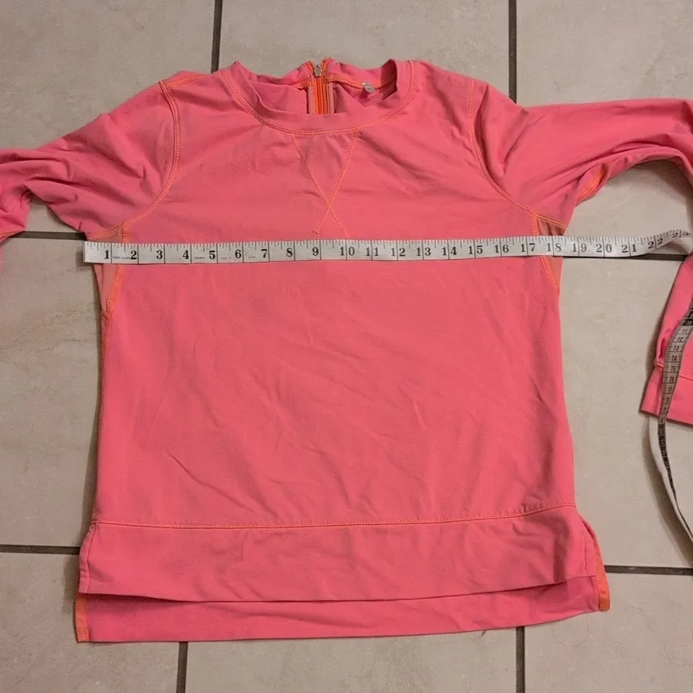 Lululemon Run: Warm Up Crew Pullover with zip back coral pinkish orange size 6